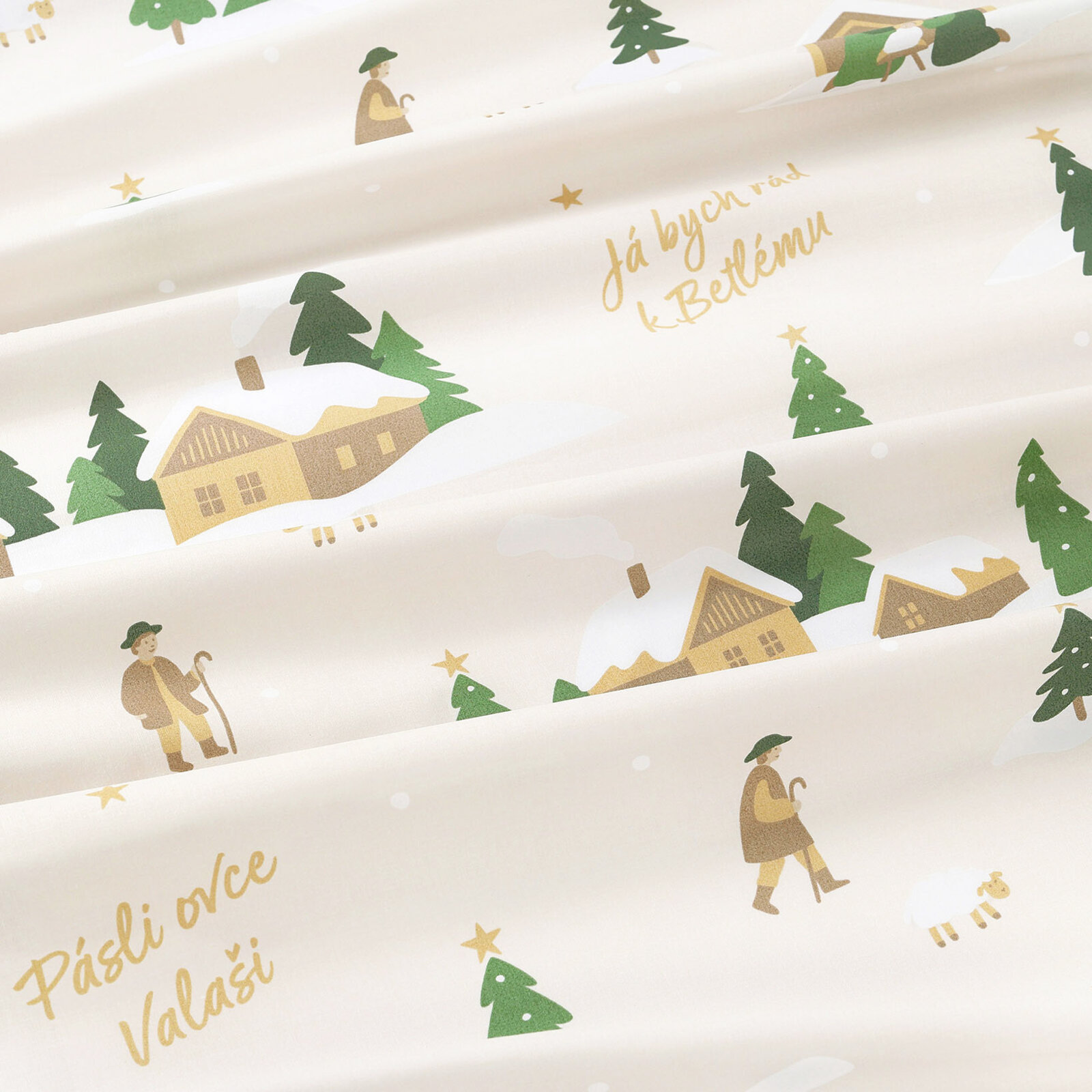 Kerst katoenen beddengoed voor het kinderbedje - Pásli ovce Valaši