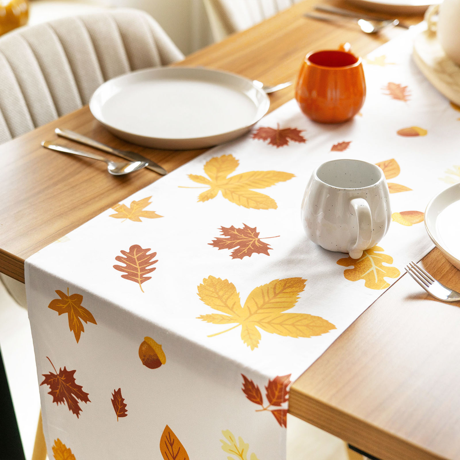 Tafelloper 100% katoen renforcé - Herfstbladeren