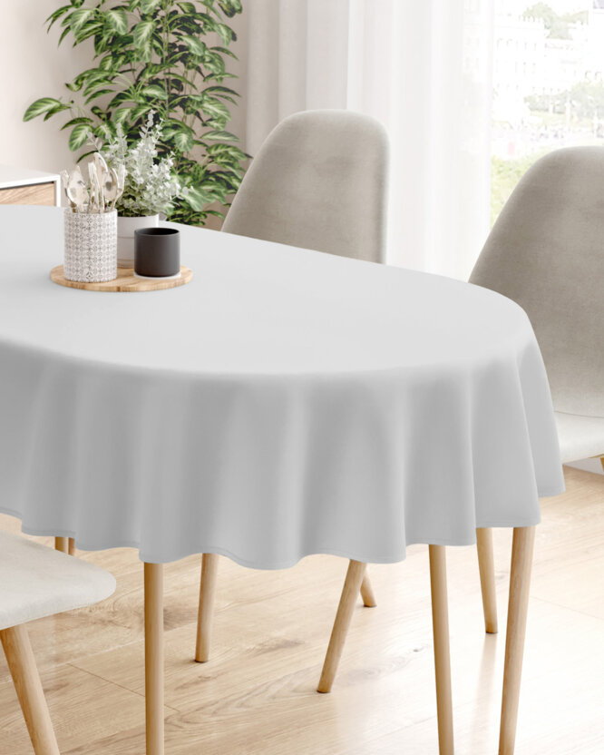 Ovaal tafelkleed 100% katoen renforcé - lichtgrijs