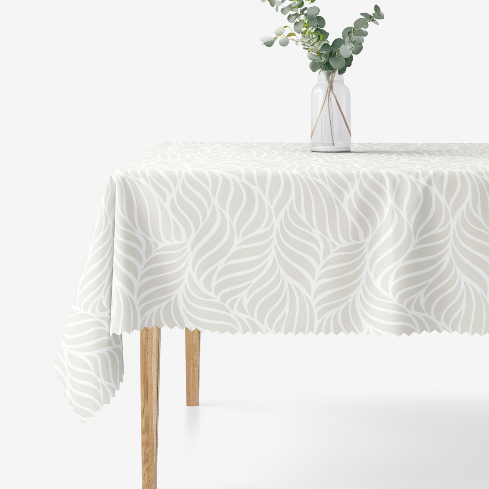 Hoekig teflon tafelkleed - Beige lijnen