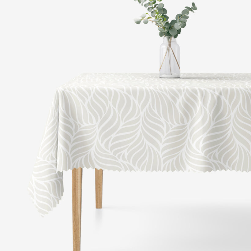 Hoekig teflon tafelkleed - Beige lijnen