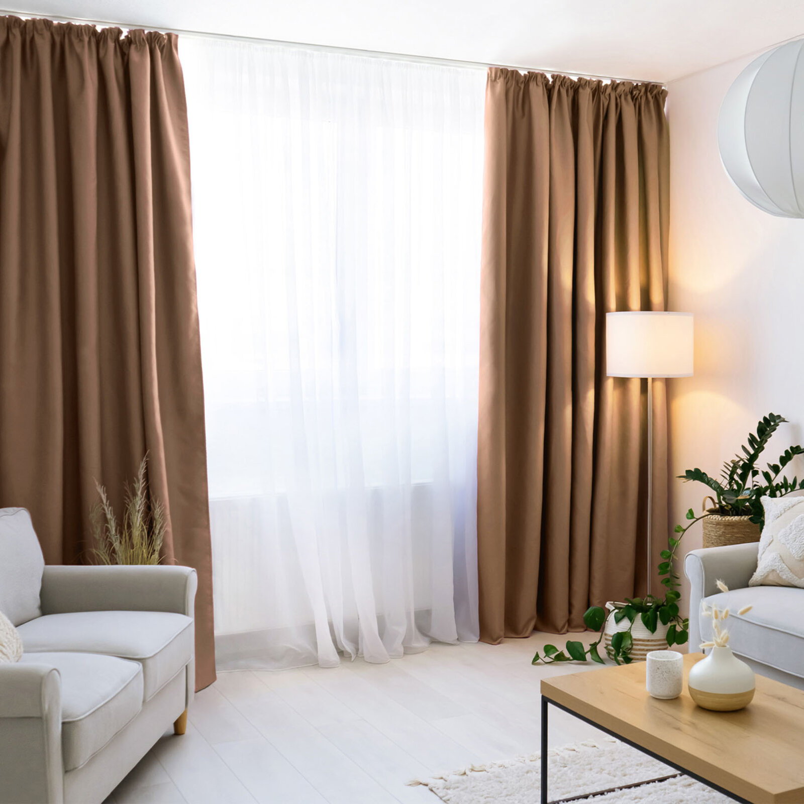 Verduisterend gordijn Blackout met satijnglans - goudbeige