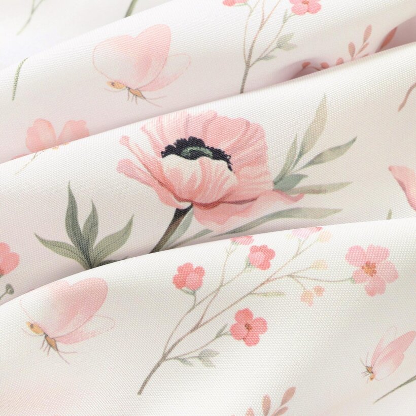 Ovaal teflon tafelkleed - Roze bloemen
