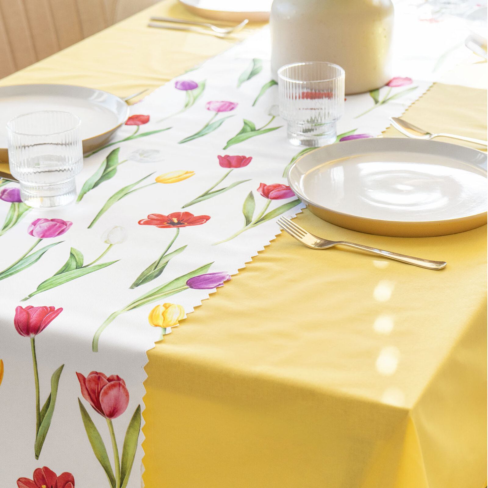Tafelloper teflon - Gekleurde tulpen