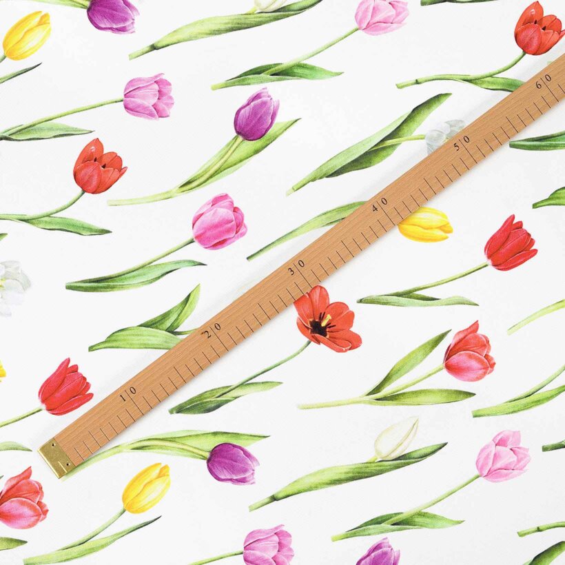 Tafelstof met tefloncoating - Kleurrijke tulpen