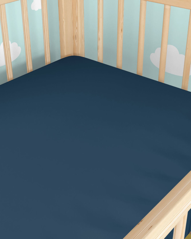 Katoenen laken voor een babybedje - marineblauw