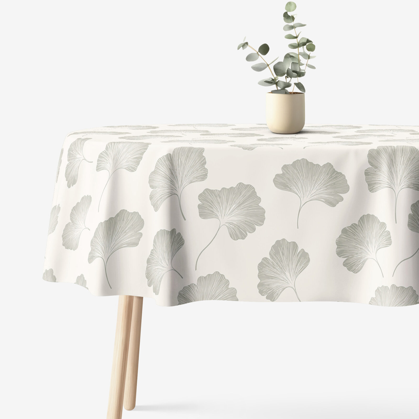 Ovaal tafelkleed 100% katoen renforcé - Bladeren ginkgo