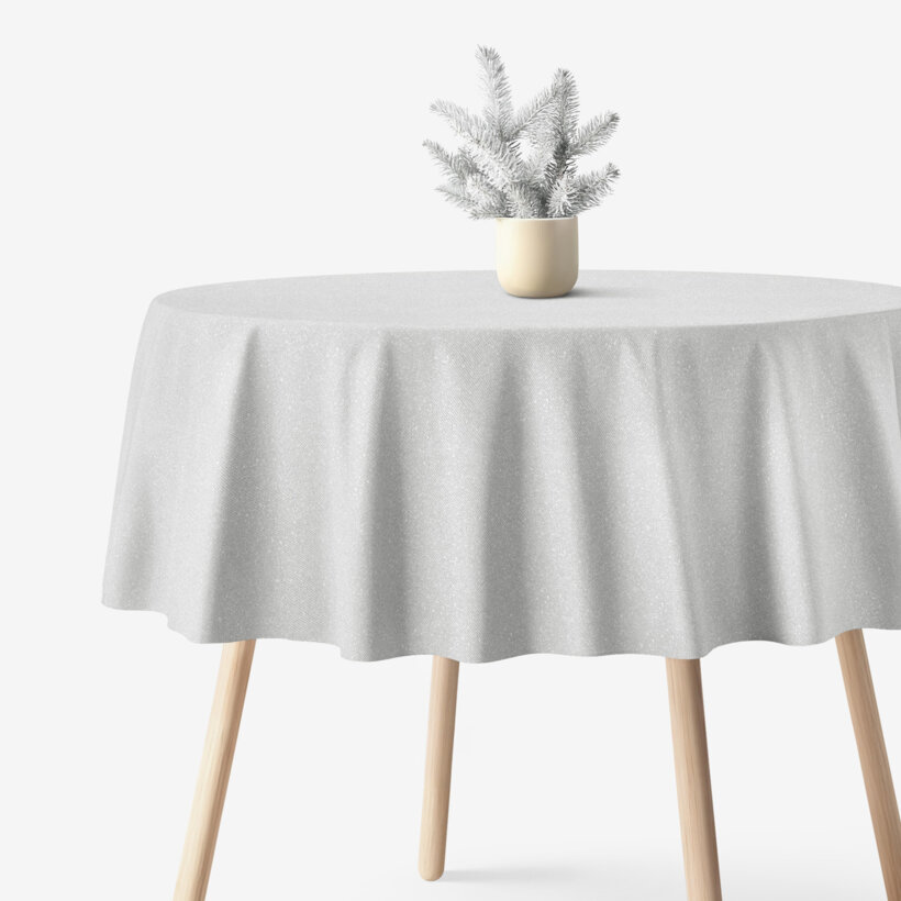 Exclusief rond tafelkleed - zilver met glitters