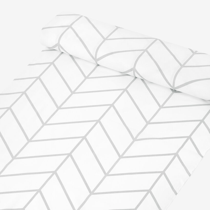 Katoen renforcé - Grijze zigzag op wit