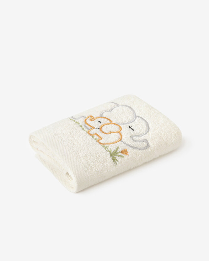 Kinder badstof handdoek - Olifantjes op crème