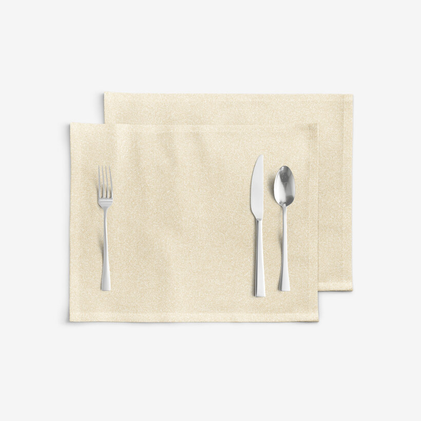 Exclusieve placemat voor op tafel - goud met glitters - set van 2 stuks