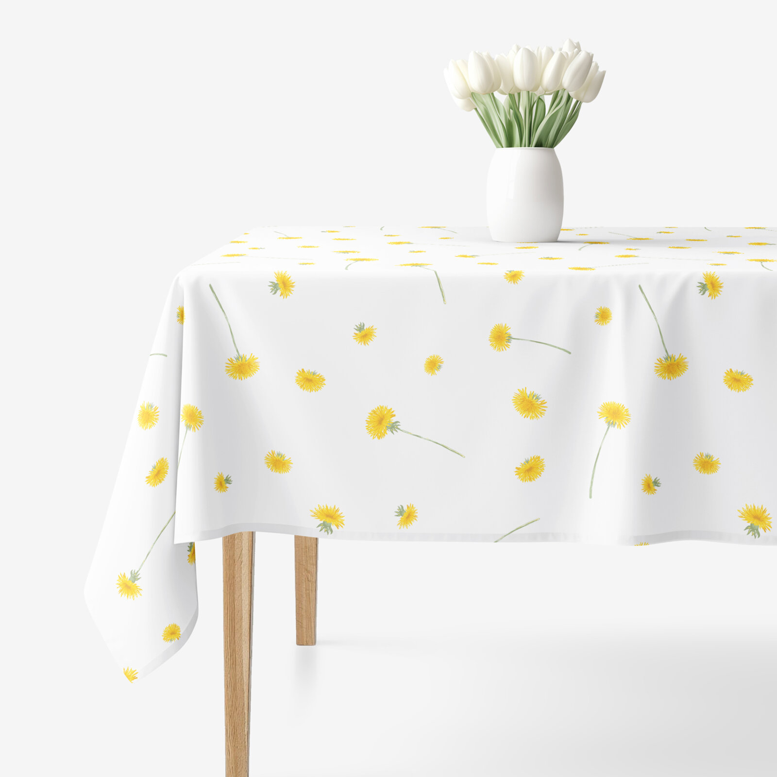Hoekig tafelkleed 100% katoen renforcé - Paardenbloemen
