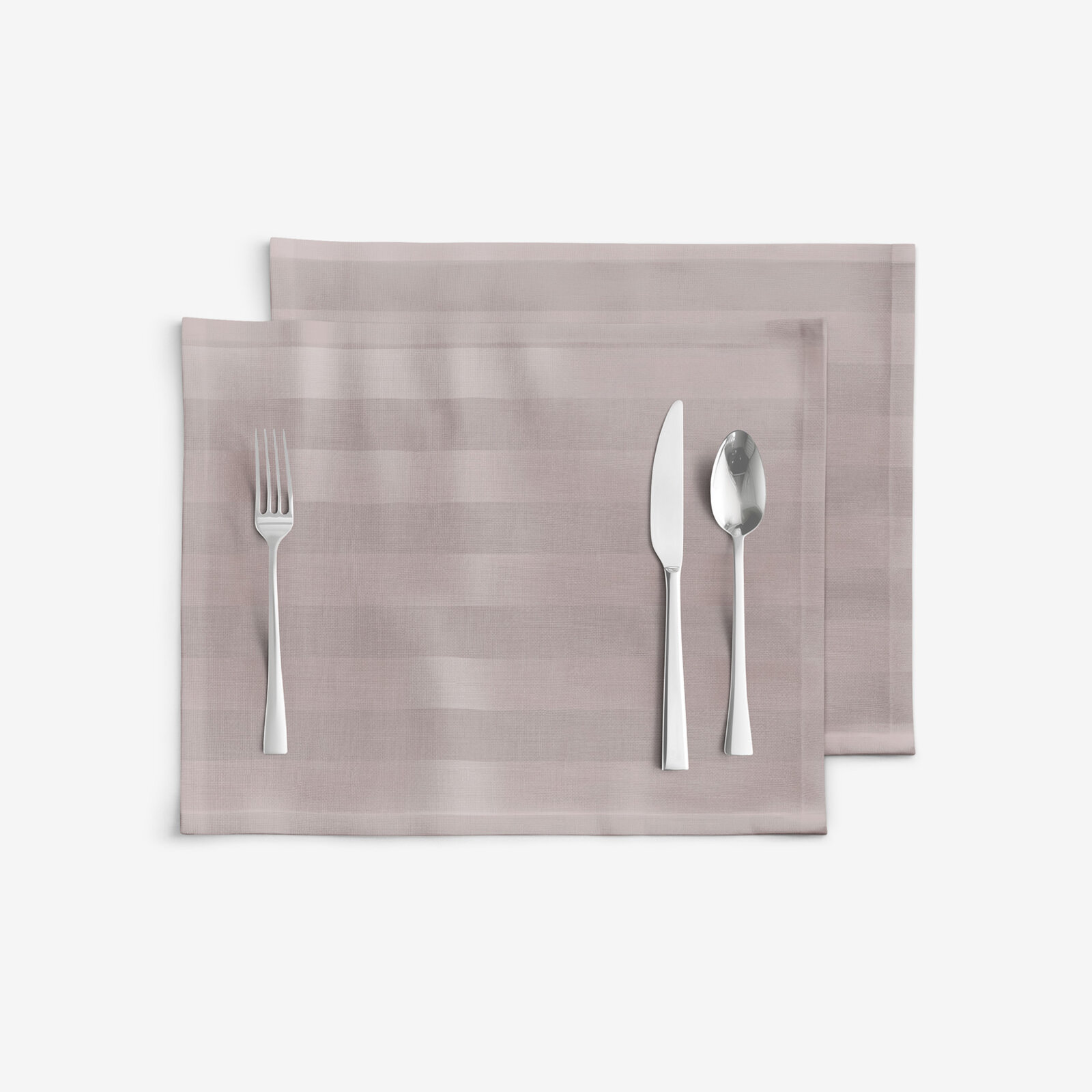 Damasten placemat voor op tafel - Grijsbruine streepjes met satijnglans - set 2st
