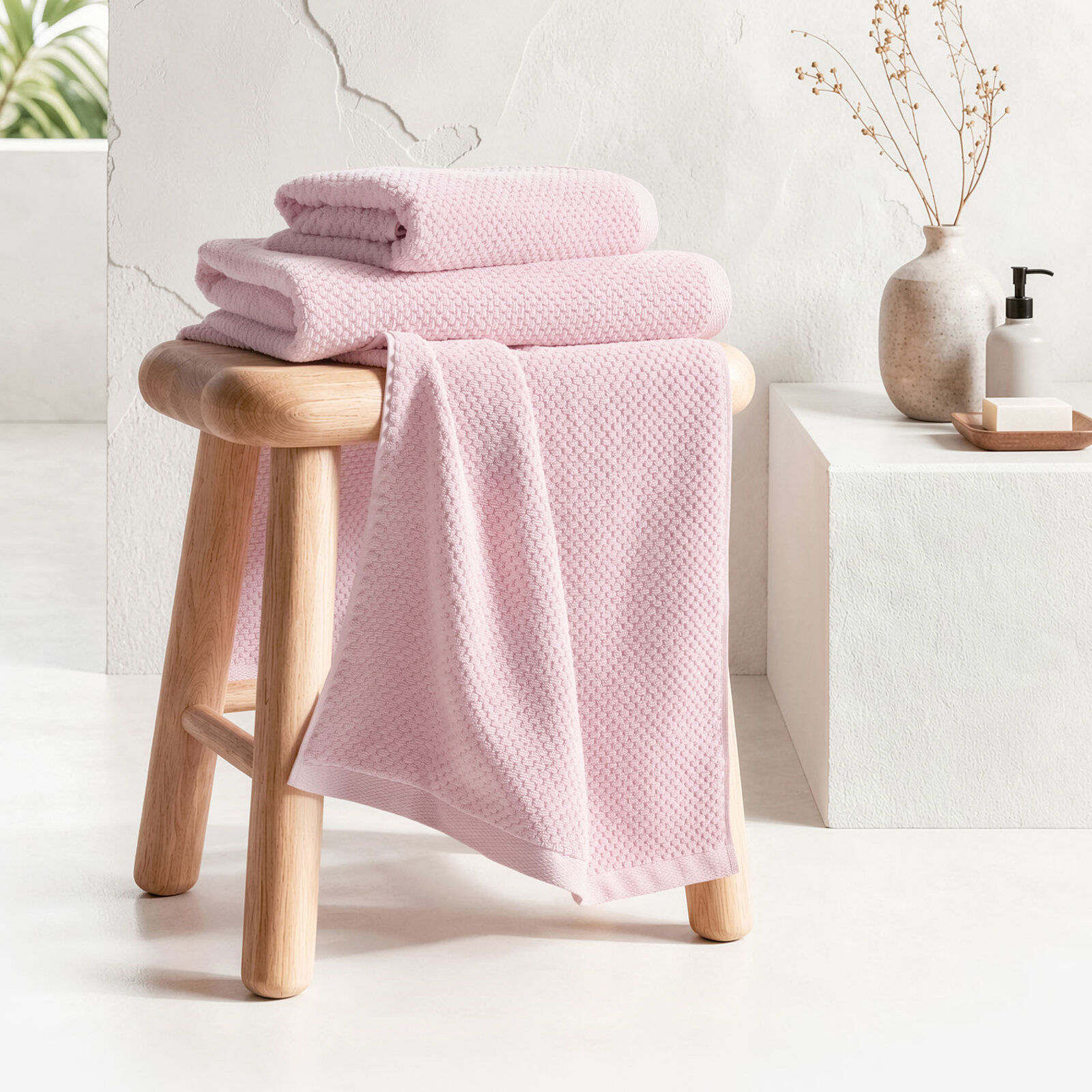 Katoenen badstof handdoek / badhanddoek Micro Pure - pastelroze