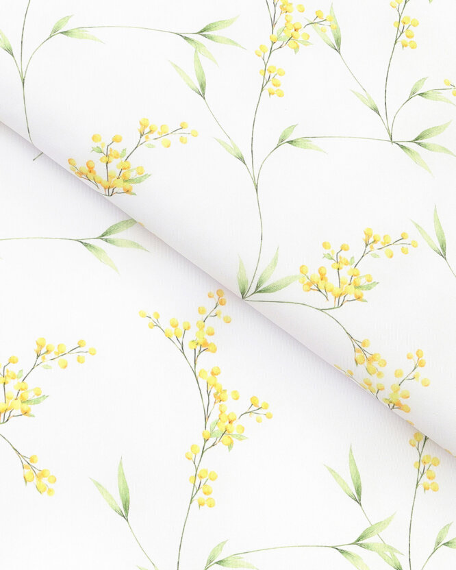 Stof met tefloncoating voor tafelkleden - Mimosa bloemen
