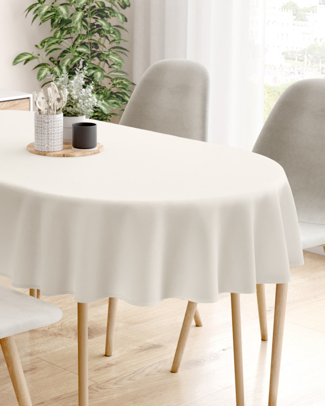 Ovaal tafelkleed 100% katoen renforcé - ivoorkleur