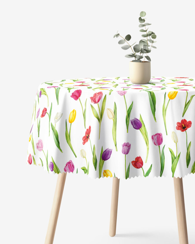 Rond teflon tafelkleed - Kleurrijke tulpen