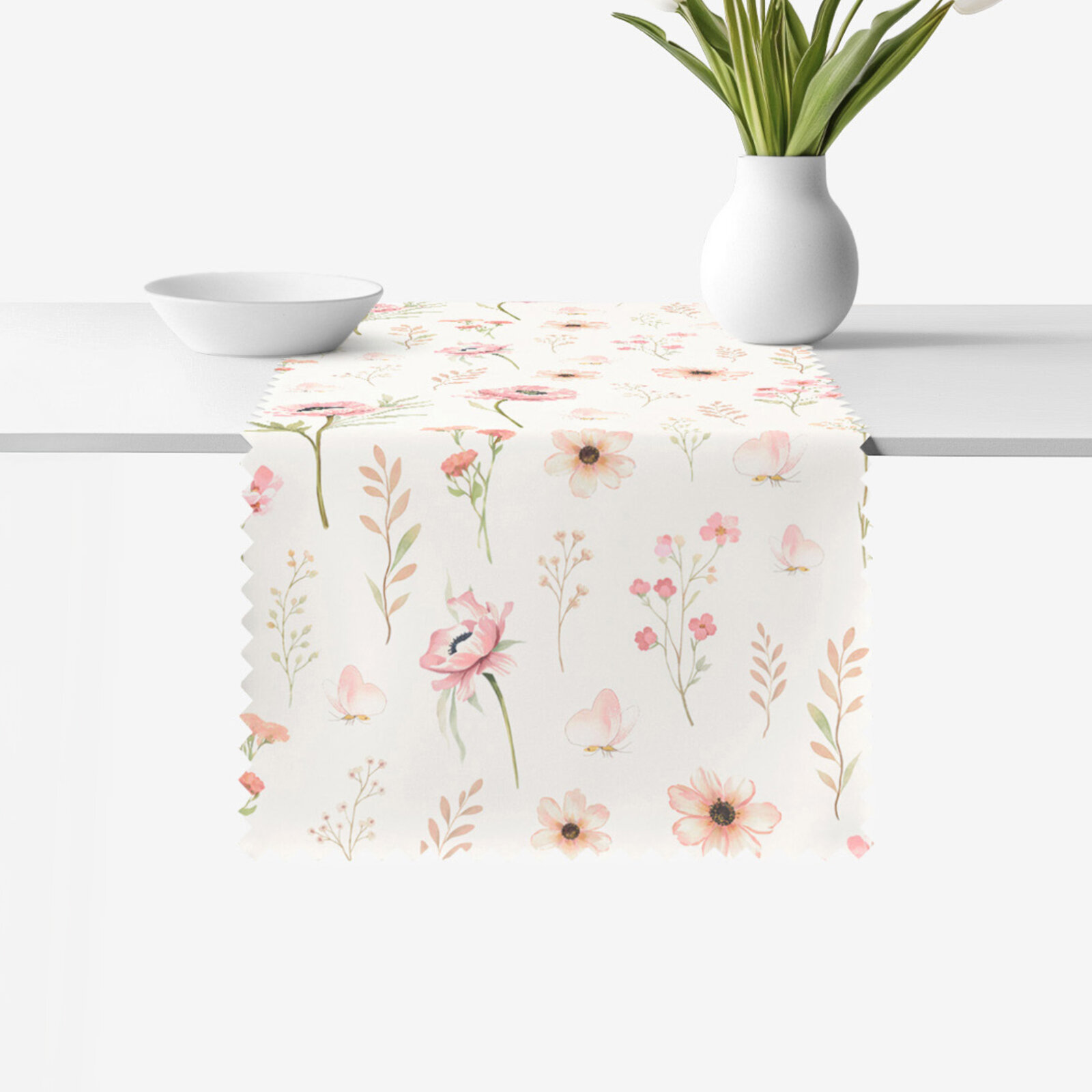 Tafelloper teflon - Roze bloemen