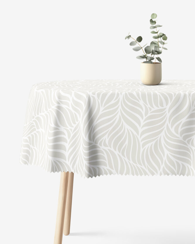 Ovaal teflon tafelkleed - Beige lijnen