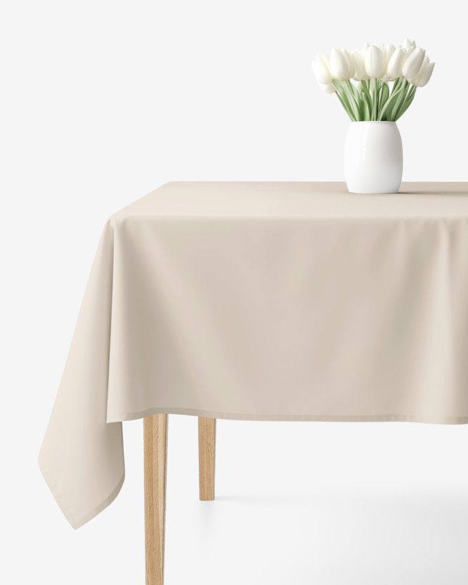 Rechthoekig tafelkleed 100% katoen renforcé - latte