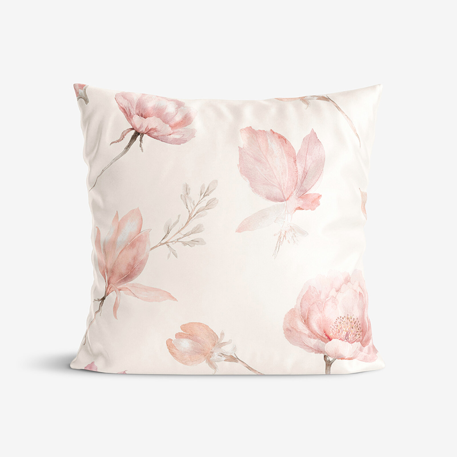 Kussensloop van katoensatijn - Bloeiende magnolia