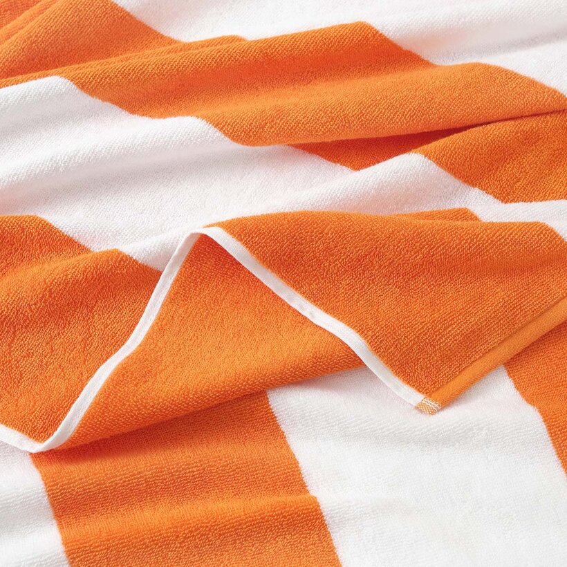 Strandbadhanddoek - Oranje neon met witte strepen