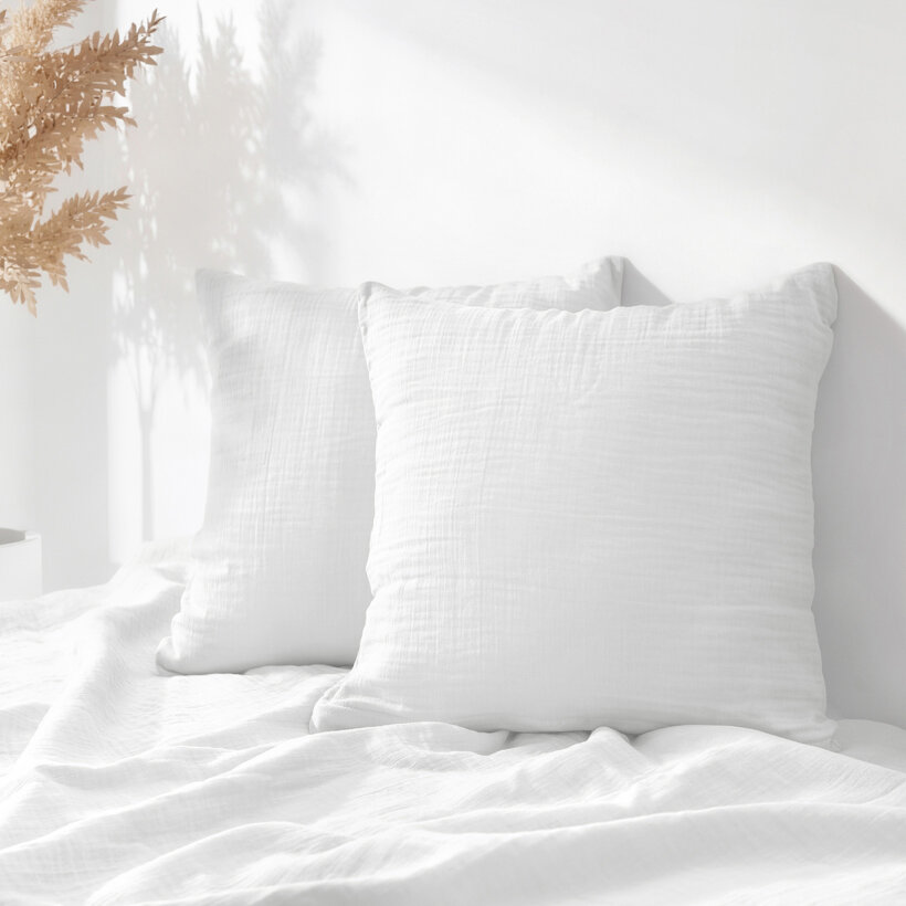 Mousseline kussensloop - wit