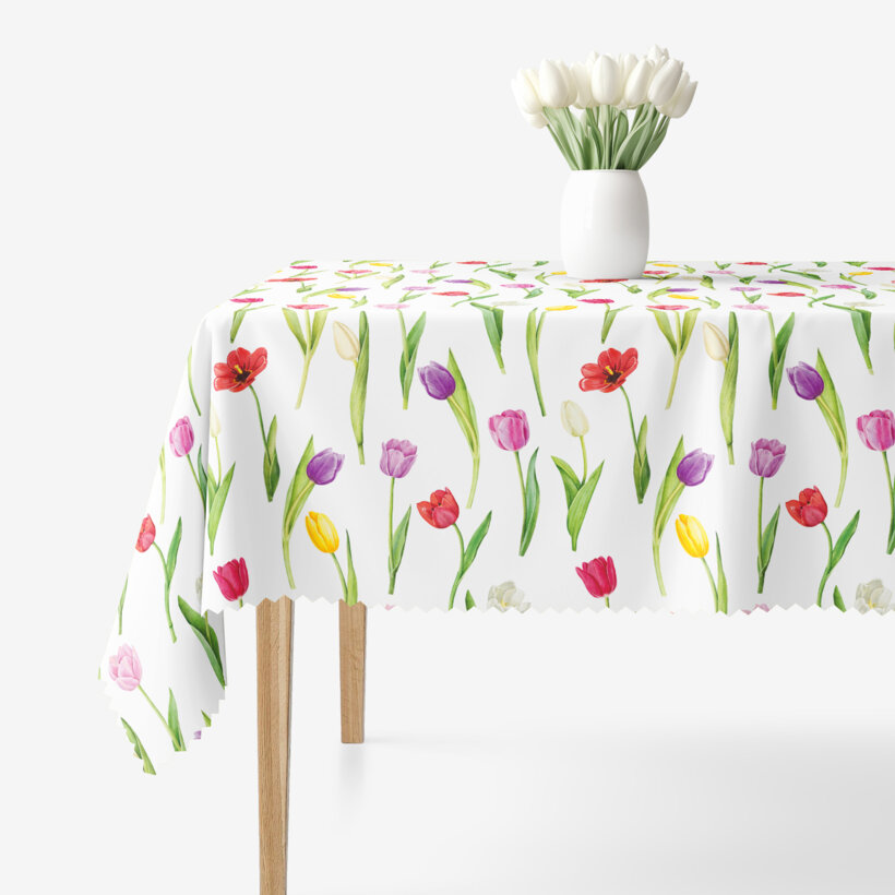 Hoekig teflon tafelkleed - Gekleurde tulpen