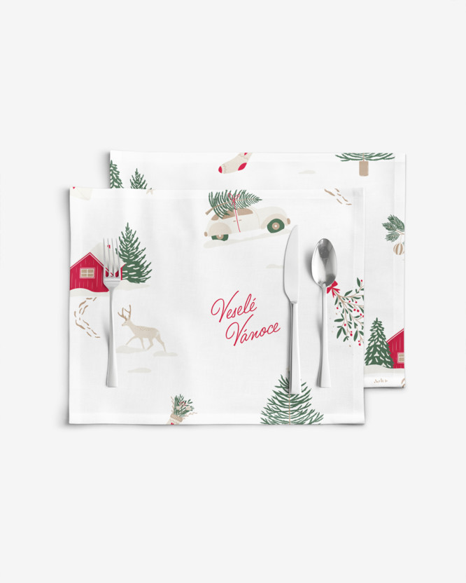 Kerst placemat voor op tafel van stevig katoen - Tsjechische Kerst - set van 2 stuks