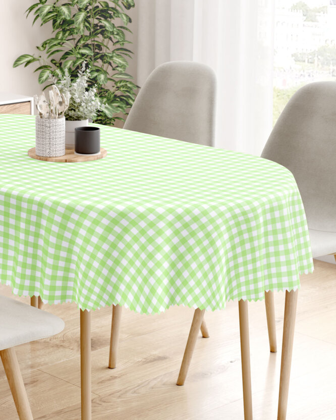 Ovaal teflon tafelkleed - Groene ruitjes