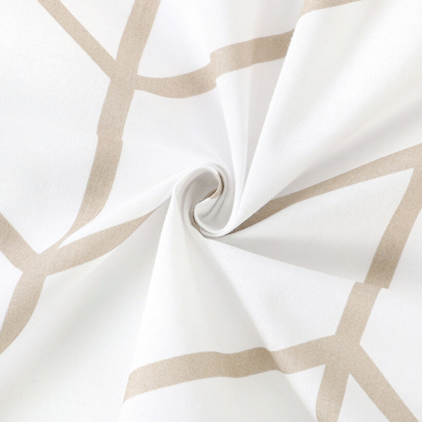 Katoen renforcé - Beige zigzag op wit