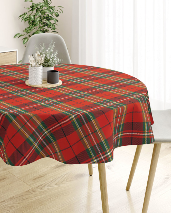 Rond tafelkleed 100% katoen renforcé - Rood ruitje