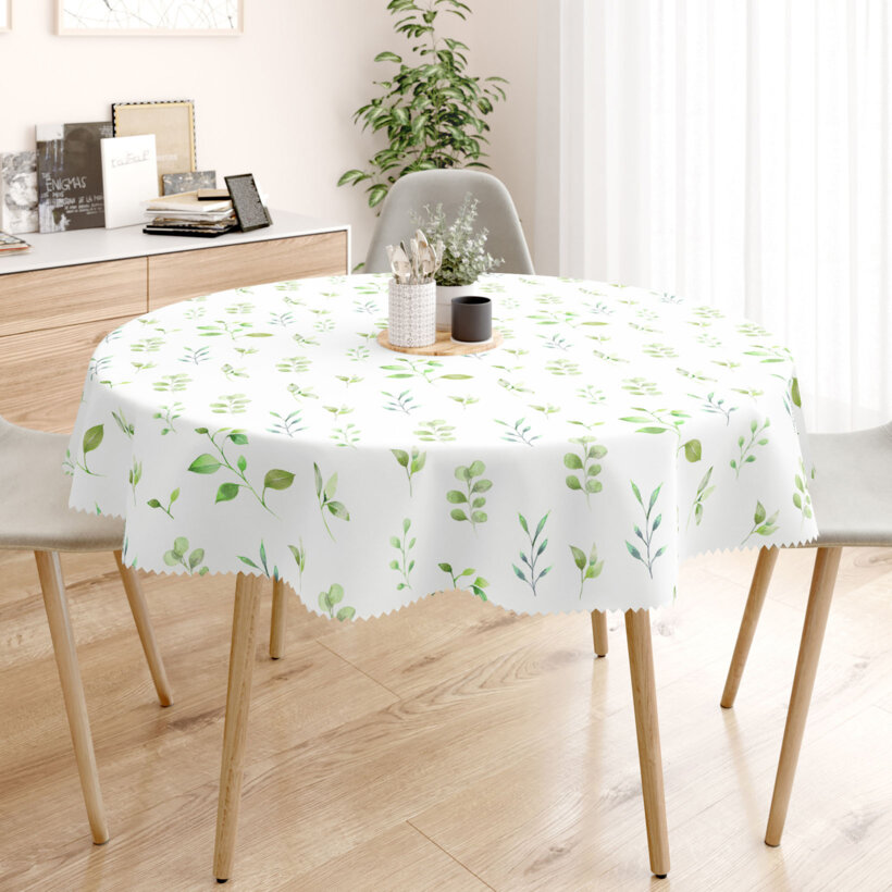 Rond teflon tafelkleed - Eucalyptus blaadjes