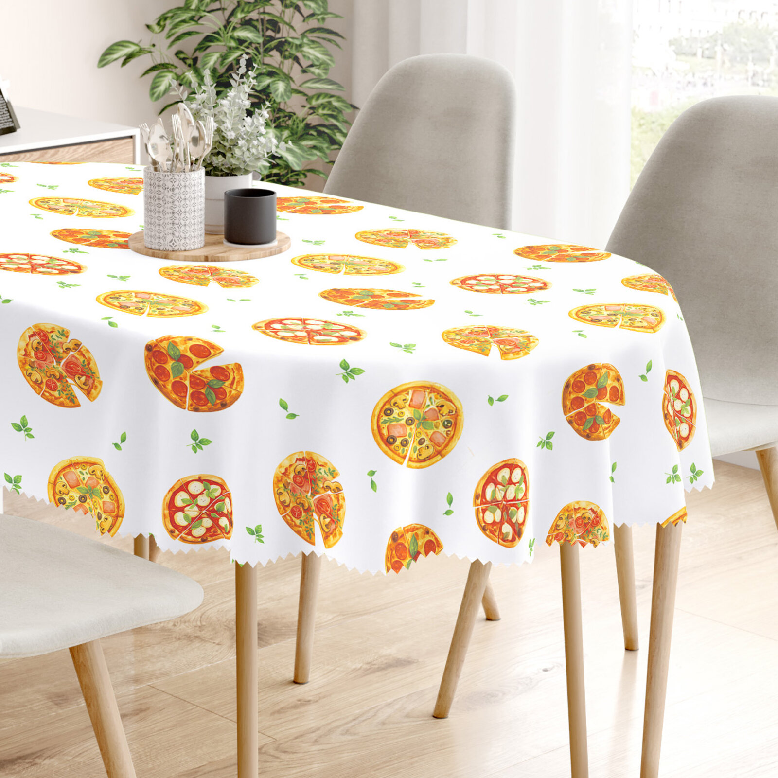 Ovaal teflon tafelkleed - Heerlijke pizza