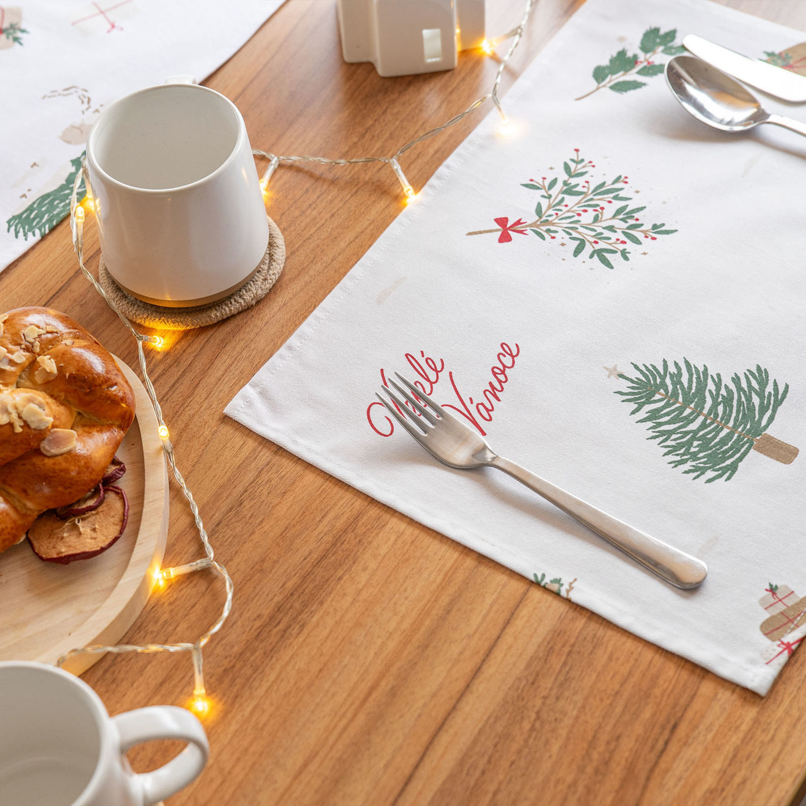 Kerst placemat voor op tafel van stevig katoen - Tsjechische Kerst - set van 2 stuks