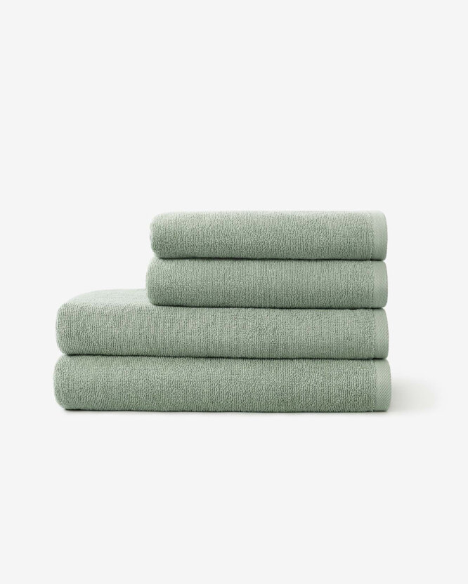 Katoenen badstof handdoek / badhanddoek Soft zonder boord - saliegroen