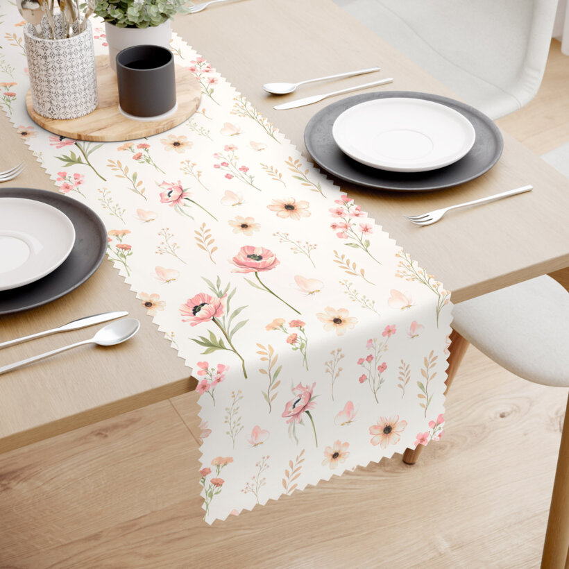 Tafelloper teflon - Roze bloemen