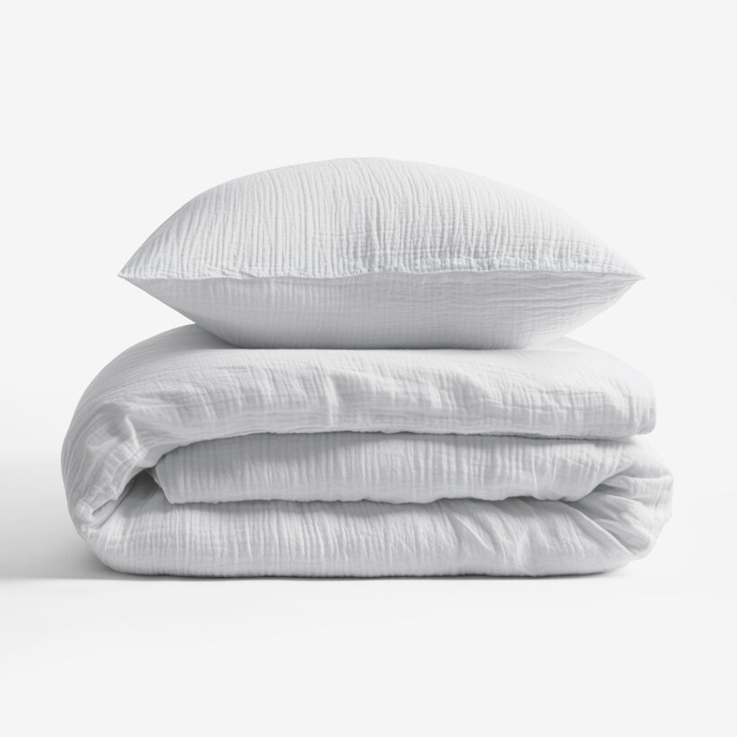 Mousseline beddengoed - lichtgrijs
