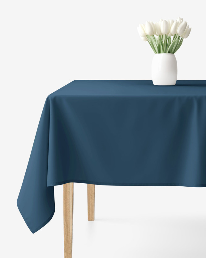 Rechthoekig tafelkleed 100% katoen renforcé - marineblauw