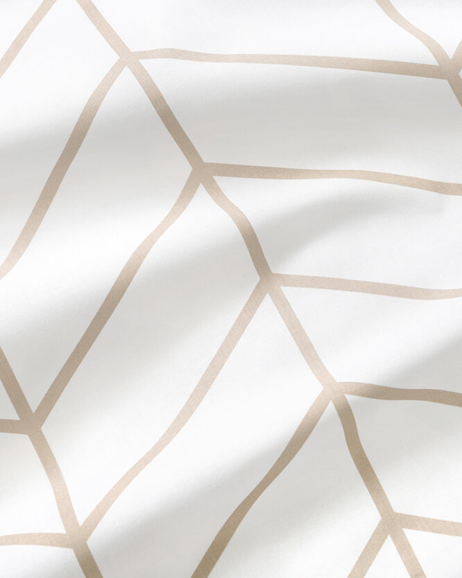 Katoen renforcé - Beige zigzag op wit