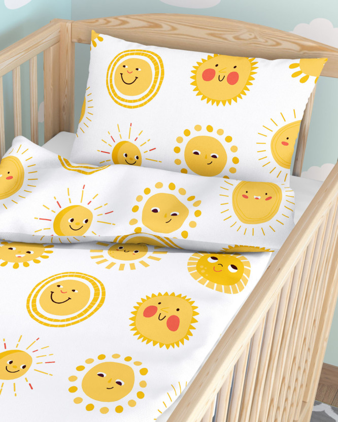 Katoenen beddengoed voor baby's voor het ledikant - Glimlachende zonnetjes