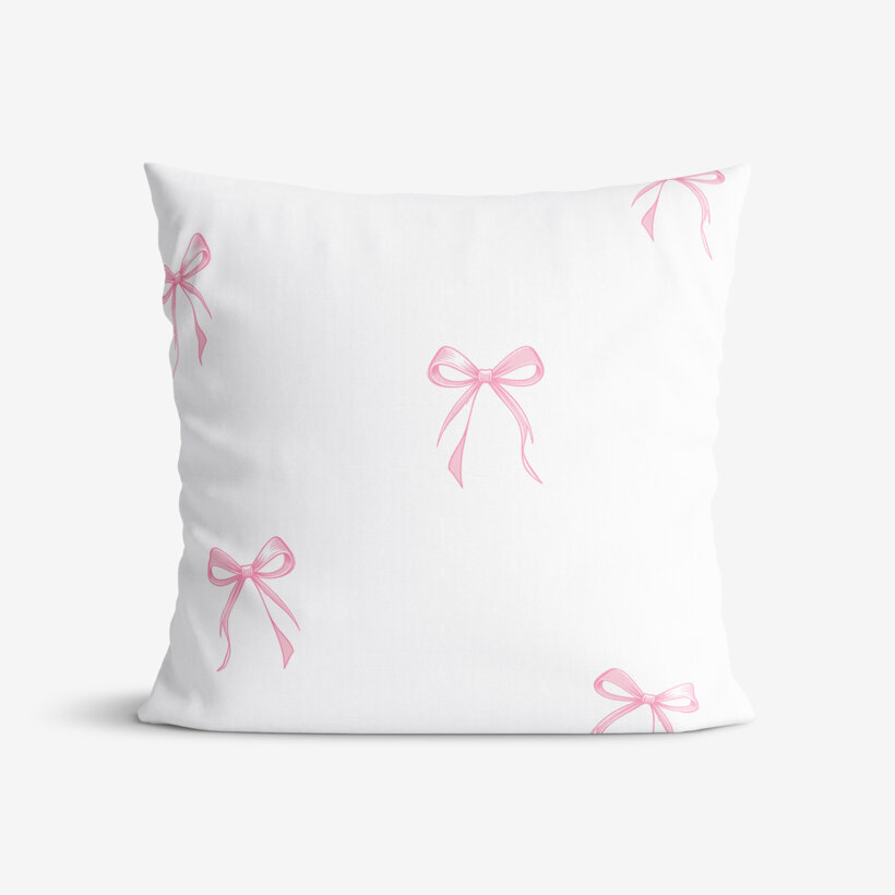 Katoenen kussensloop - Roze strikjes
