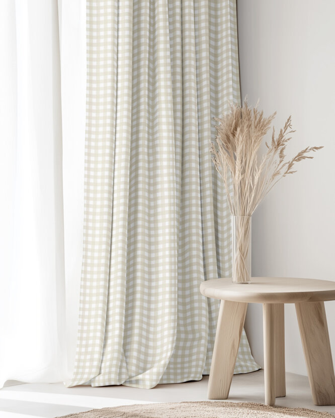 Decoratief gordijn Luca - Beige blokjes