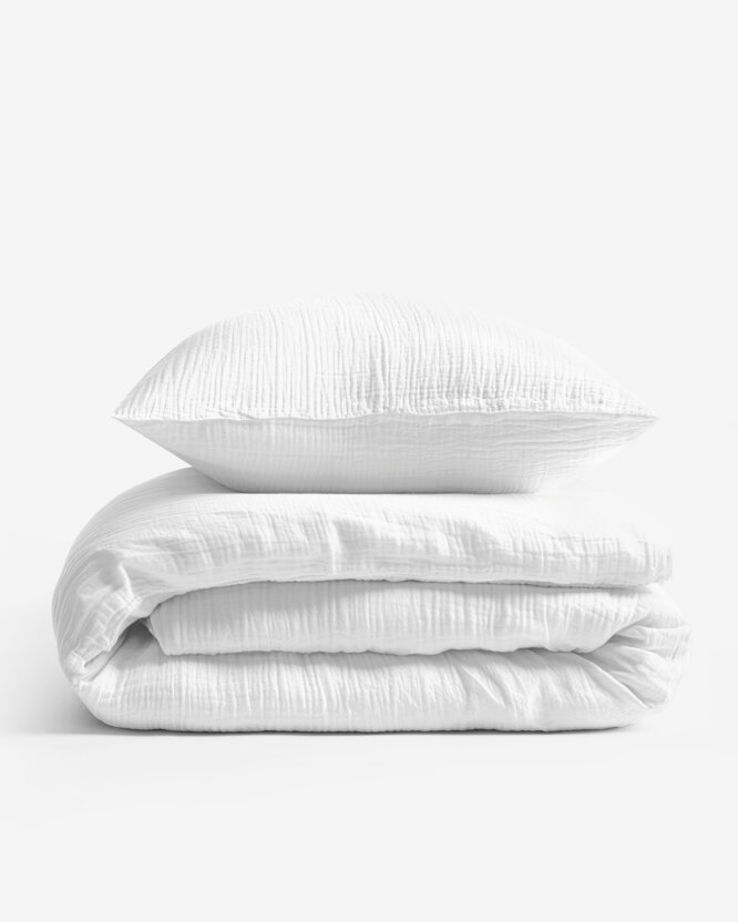 Mousseline beddengoed - wit