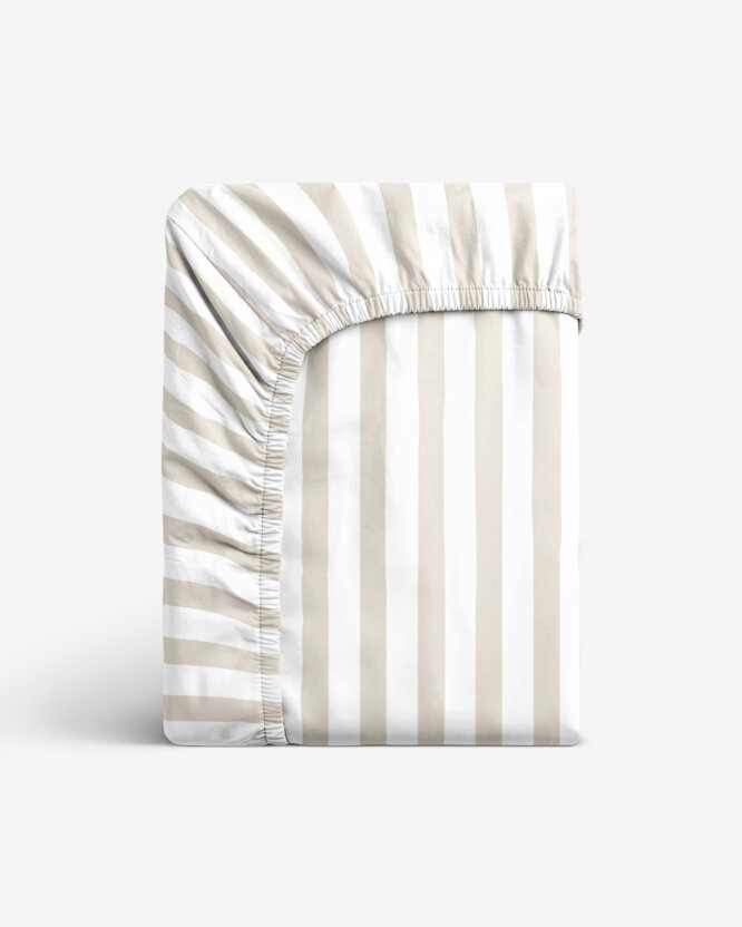 Katoenen hoeslaken - Latte streepjes