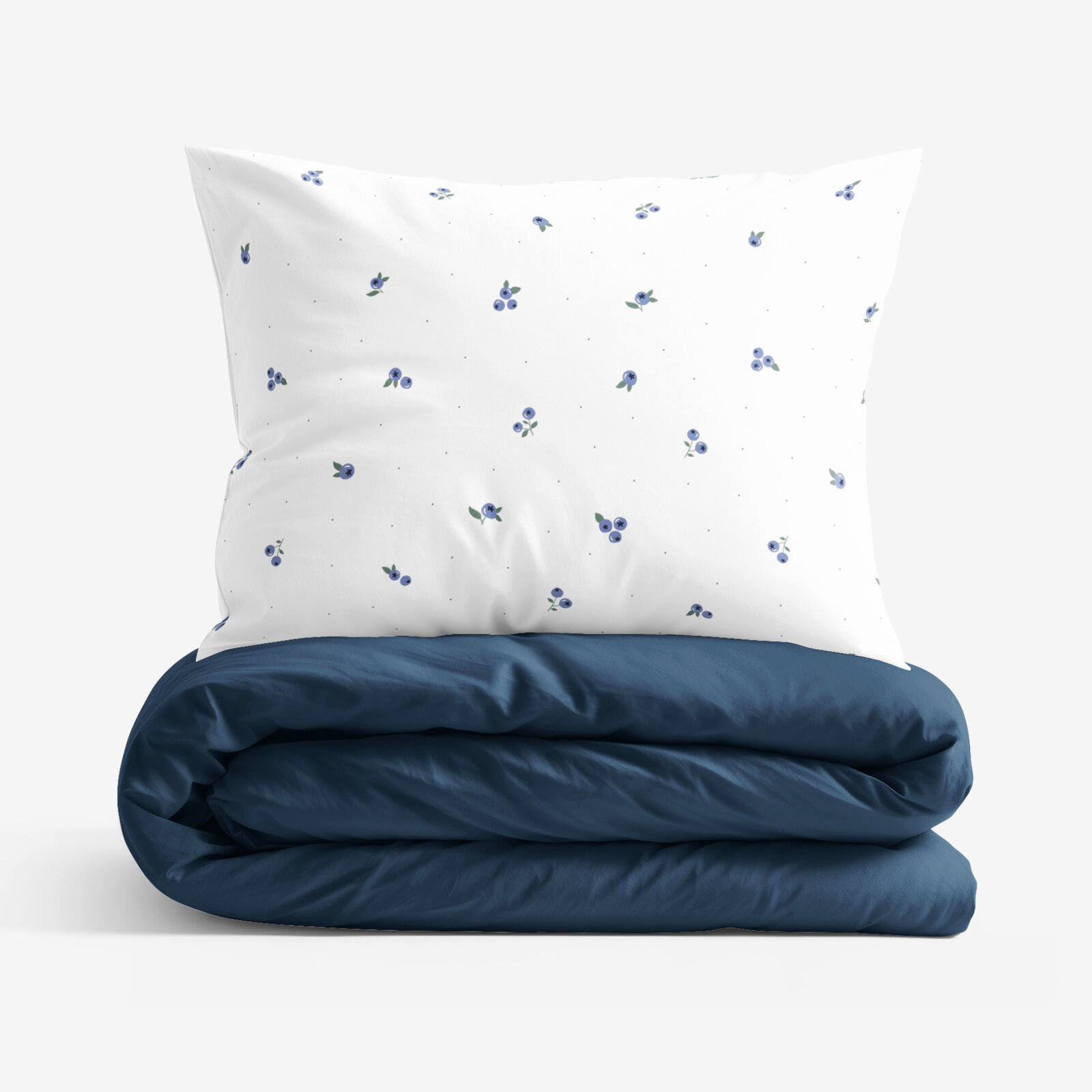 Katoenen dekbedovertrek Duo - Bosbessen met marineblauw