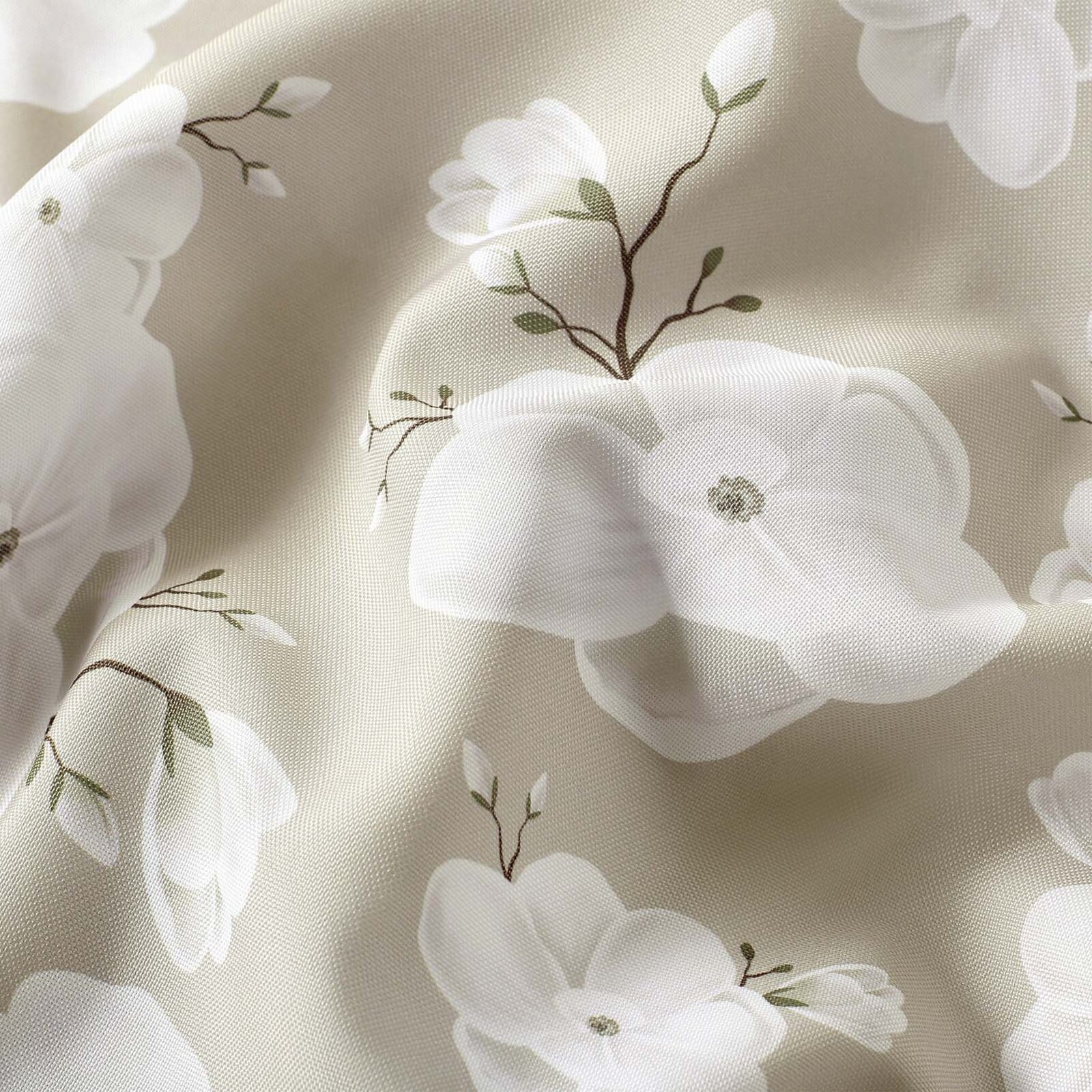 Stof met tefloncoating voor tafelkleden - Witte bloemen