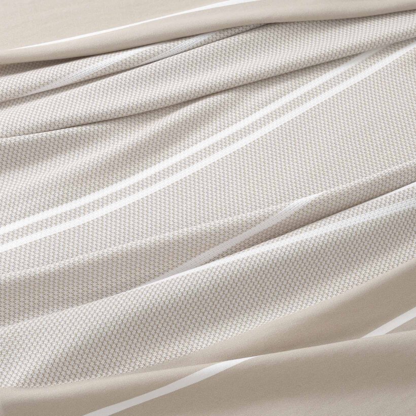 Lichte strandbadhanddoek - Beige met witte streepjes