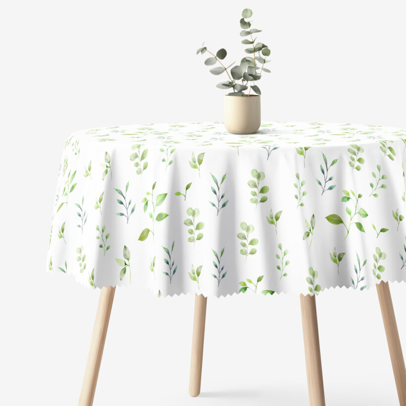 Rond teflon tafelkleed - Eucalyptus blaadjes
