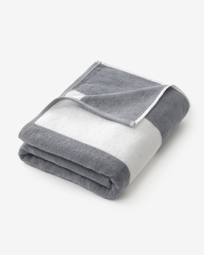 Strandbadhanddoek - Grijs met witte strepen